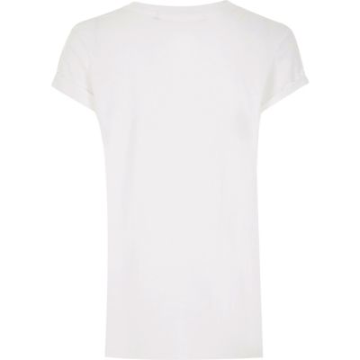Girls white slogan print t-shirt